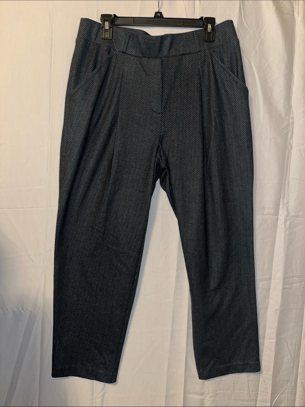 Wren Navy Micro-Dot Tapered Dress Pants